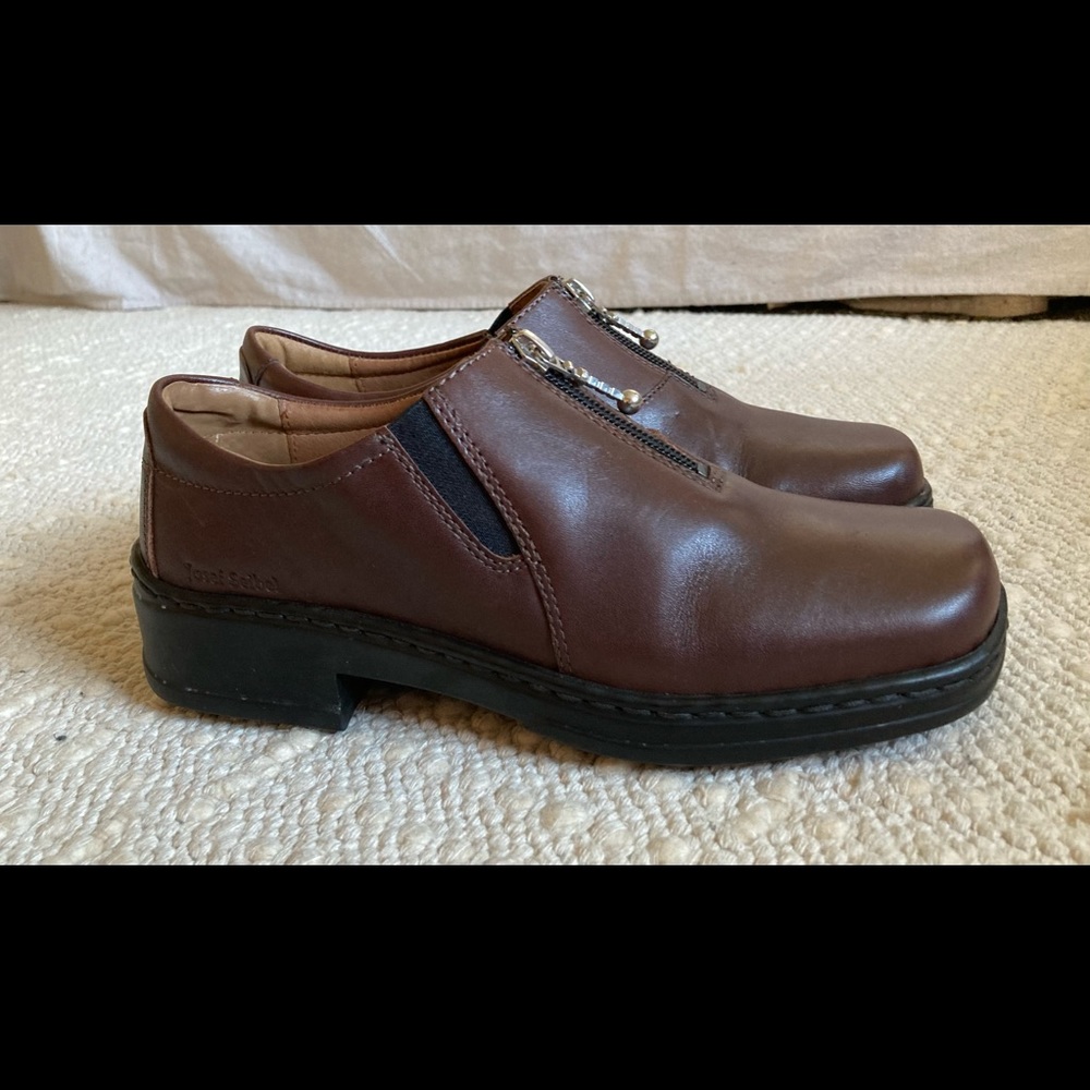 Josef Seibel Brown Leather Slip-on Zipper front Women’s Size 40